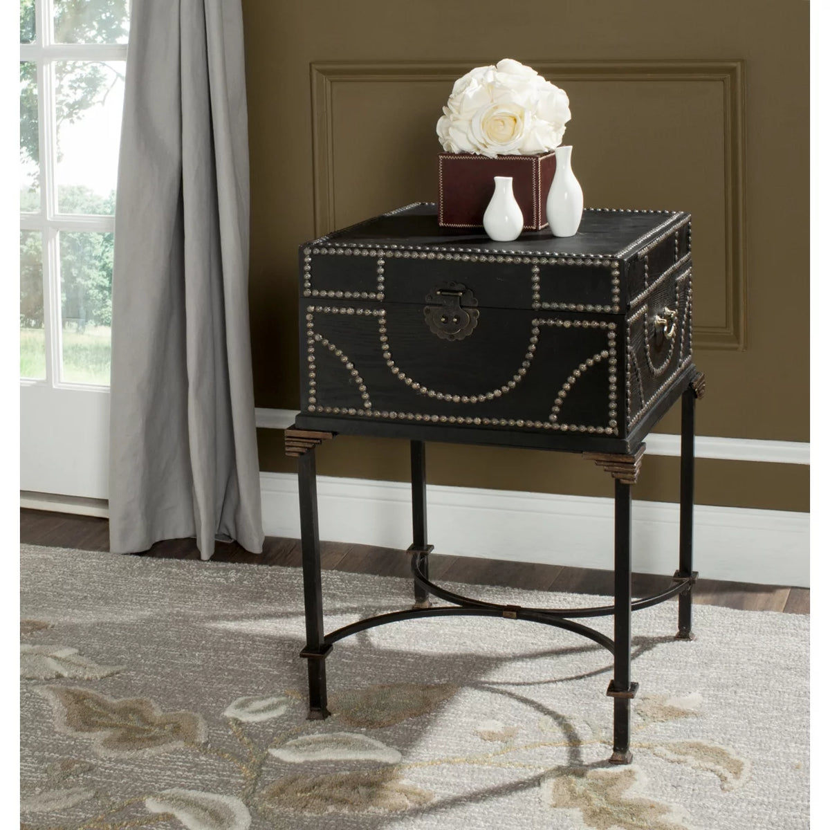 Dark Brown Storage End Table V31467