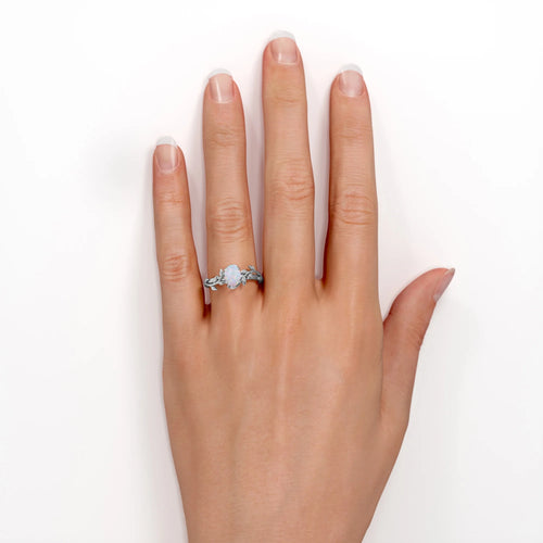 1.3 Carat Oval Rainbow Opal Four Prong Engagement Ring P5158