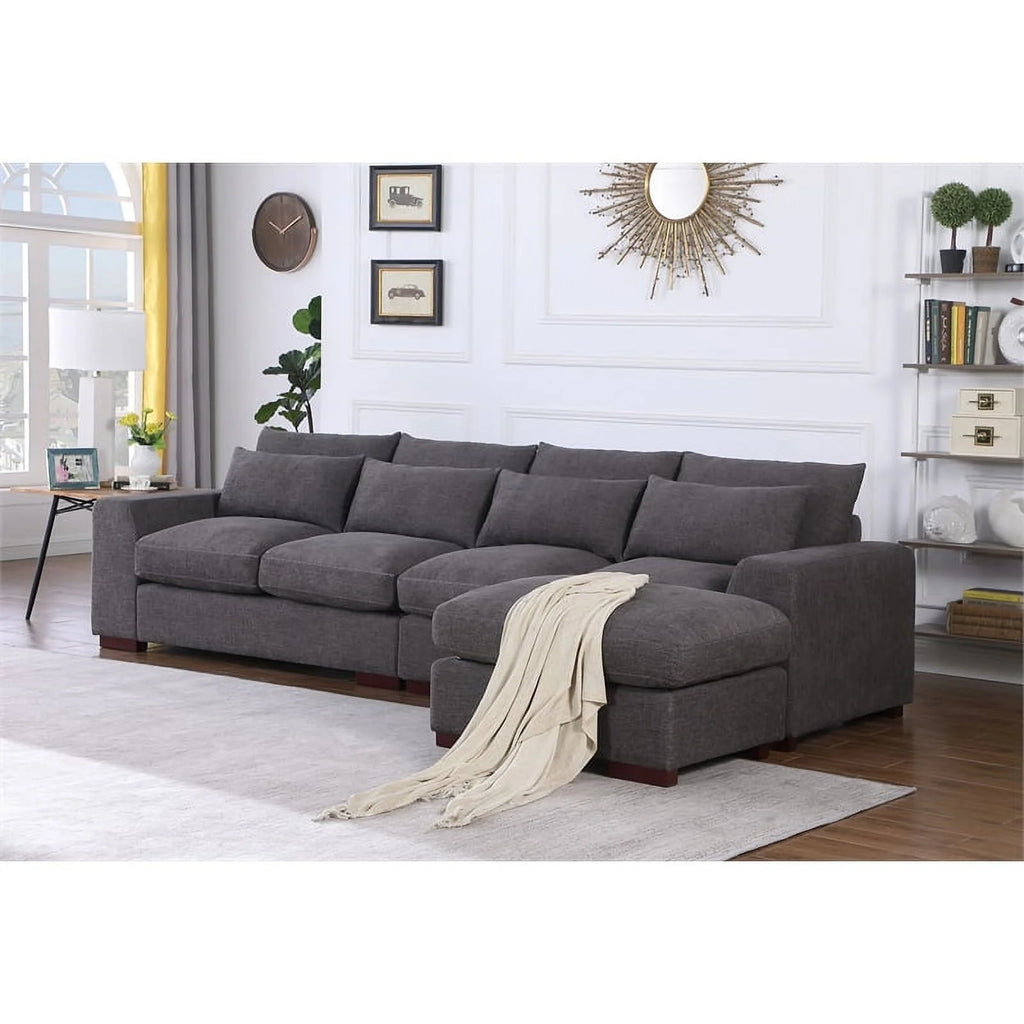 Dark Gray Modular Reversible Sectional Sofa & Ottoman P527