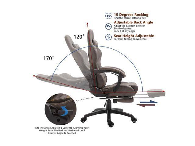 Vintage Style PU Leather High Back Gaming Chair with Massage Lumbar Support S735