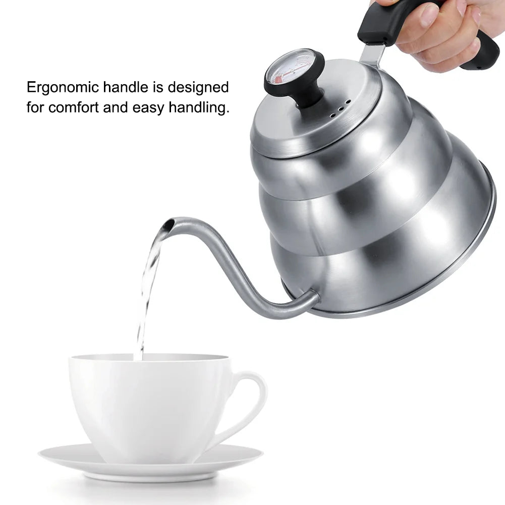 Stainless Steel Tea Pot with Gooseneck and Built-in Thermometer (1L) D219616