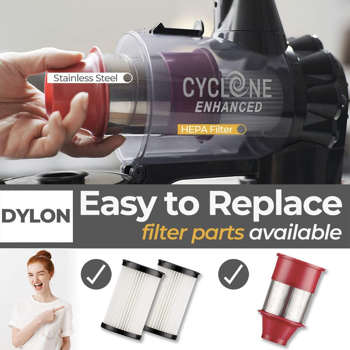 Cordless Stick Vacuum Cleaner, 2 in 1 Handheld Vacuum with HEPA Filter D7634