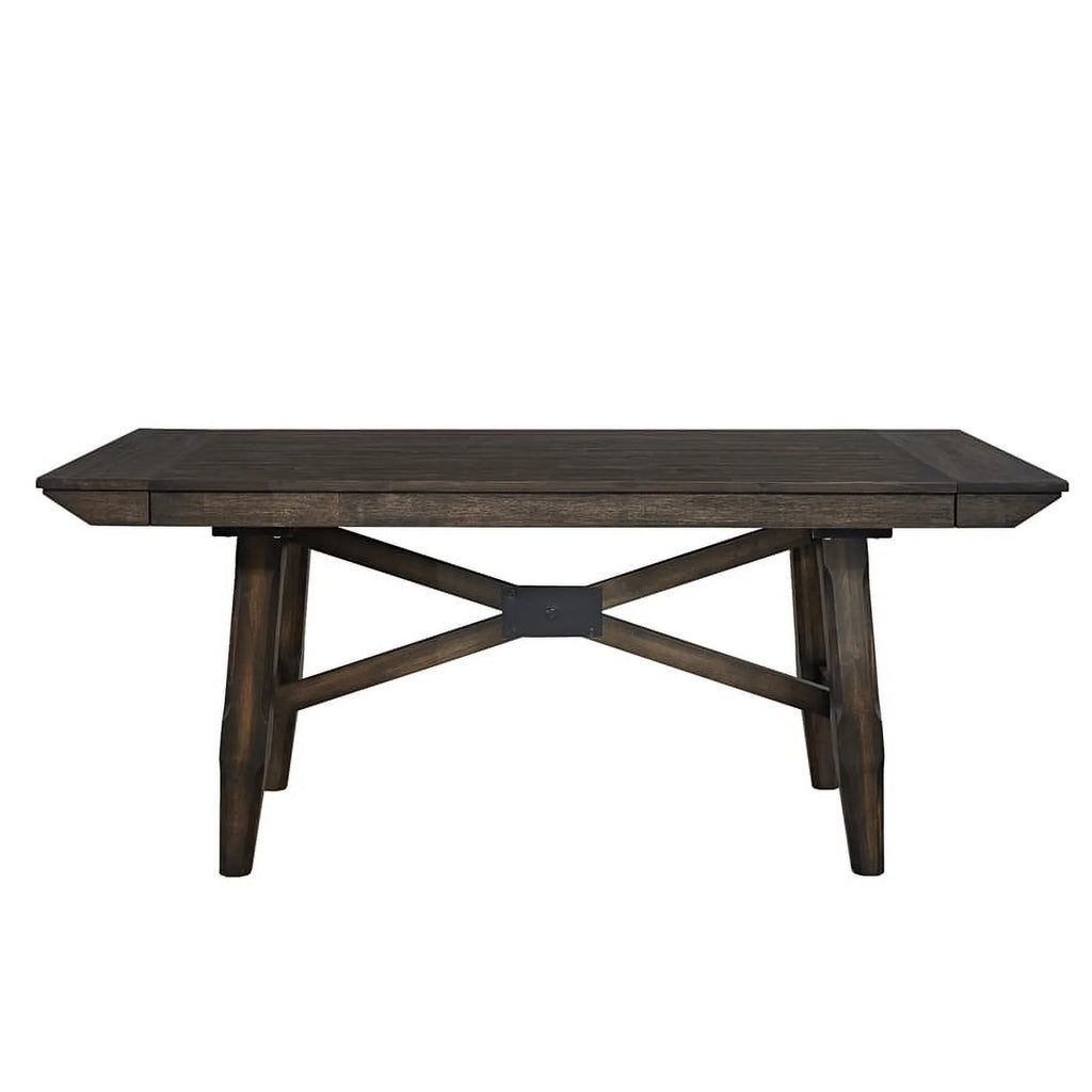 Brown 5 Piece Wood Trestle Table Set R382