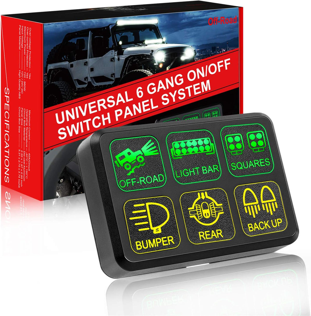 6 Gang Switch Panel with Label Stickers V6126
