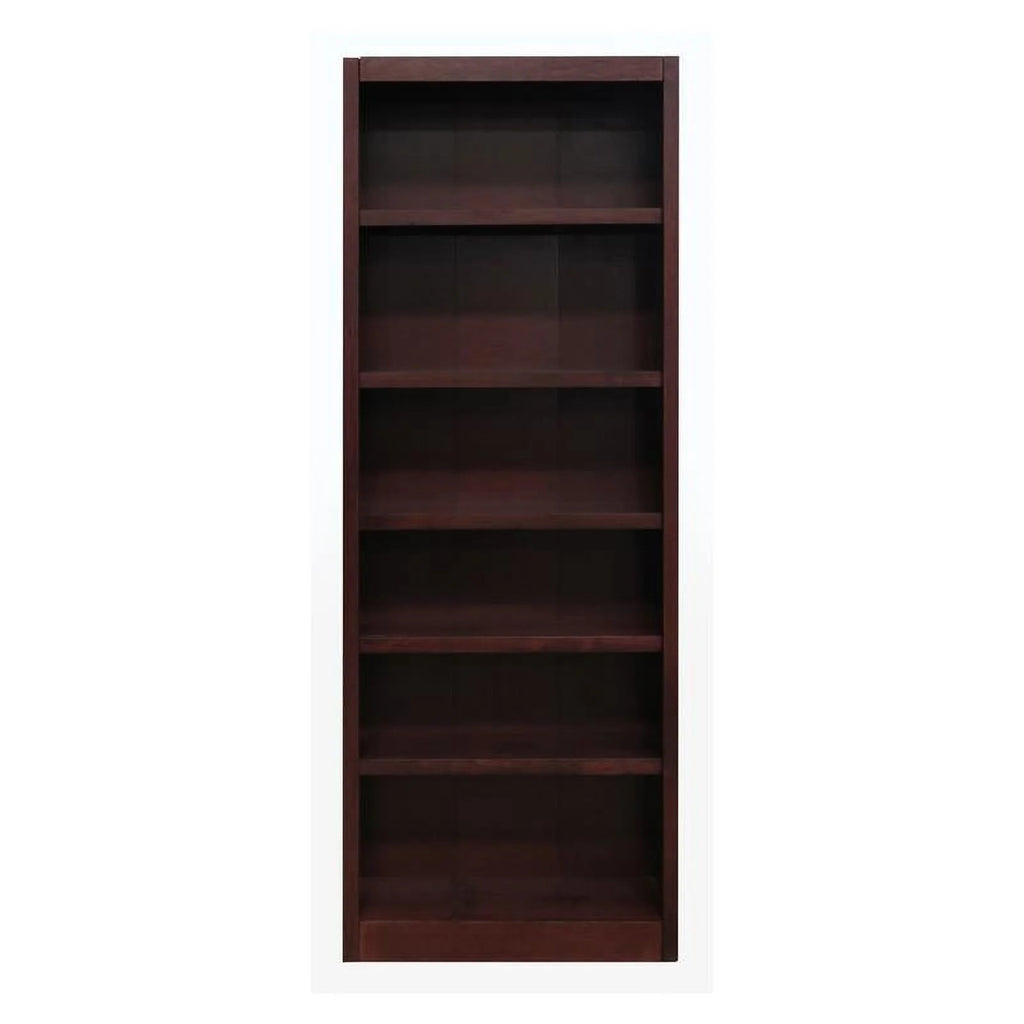 2 Piece Solid Wood Bookcase Set with 6 Shelf in Cherry J8639