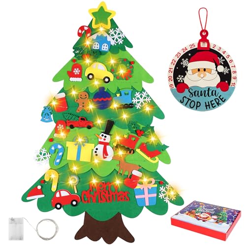 Felt Christmas Tree Set with 32 Ornaments W774